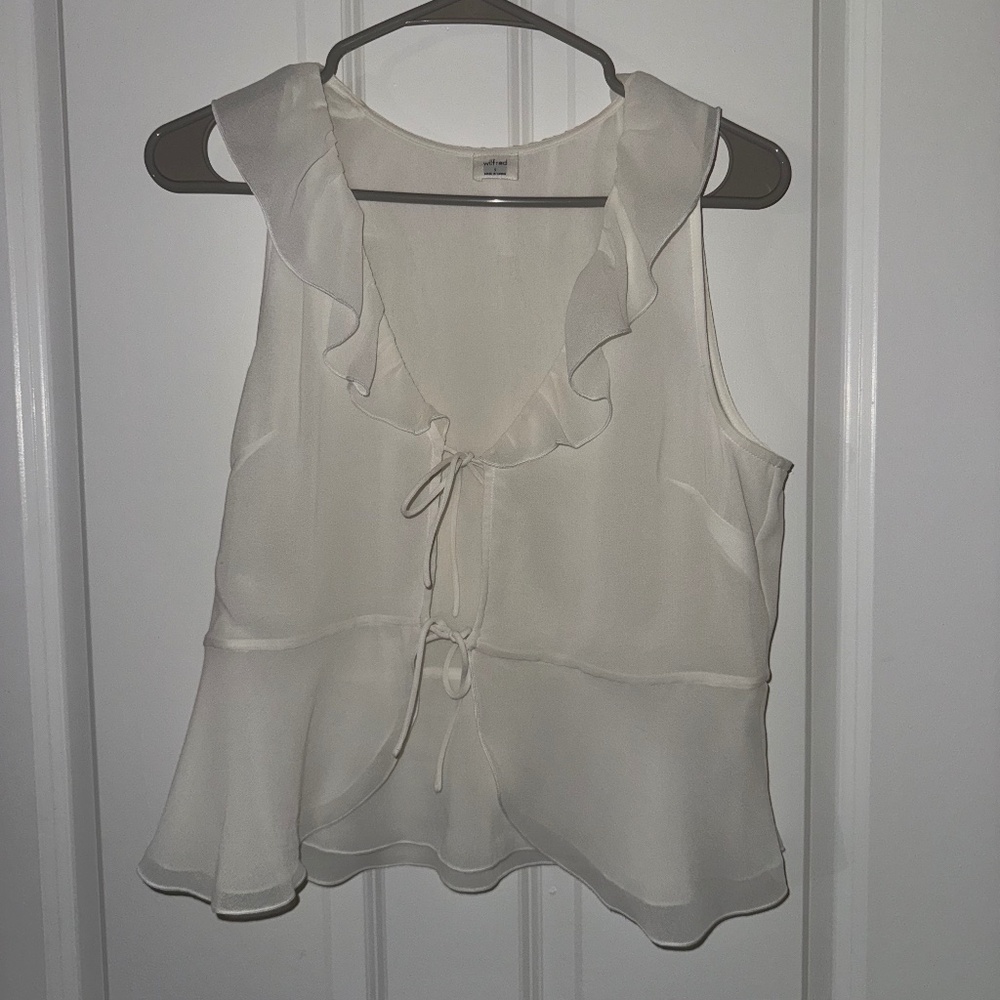 Never Worn - Aritzia Chiffon Tonka Blouse White - Picture 2 of 4